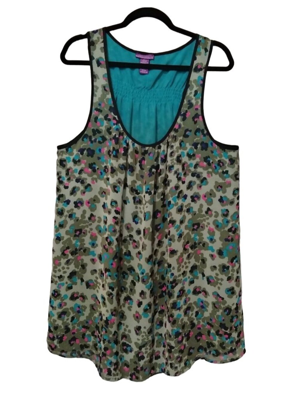 Beverly Drive Plus Size 16-18W Tank Top Sleeveless Multicolor Leopard Print - Picture 2 of 7
